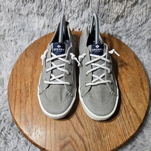 Sperry X Vineyard Vines Womens Size 8 Crest Vibe Sneaker Canvas Grey Whale Shoes